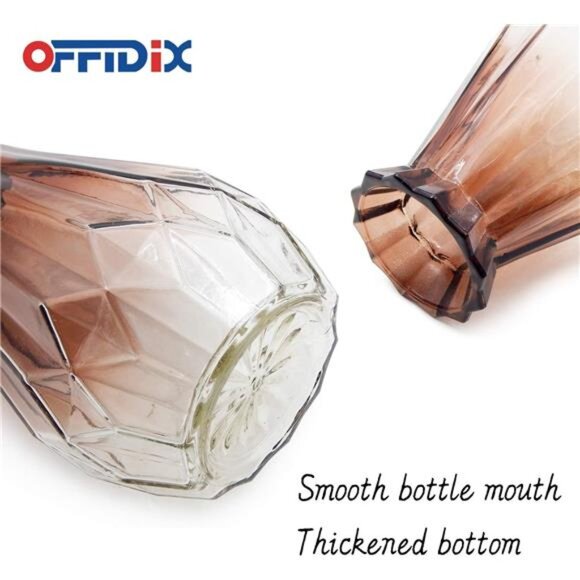 Glass Vase Gradient Multicolor with Geometric Faceted Design Art - Picture 4 of 7